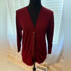 Zenana Outfitters Burgundy Button-Up Cardigan